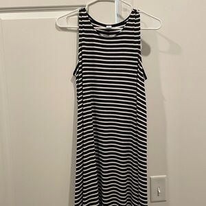 Old Navy Black and White Striped Midi Dress